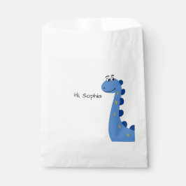Bolsa De Papel Dinosaurio Azul Adorable - Nombre Personalizado So