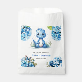 Bolsa De Papel Dinosaurio azul lindo con Florals Boy Baby Shower