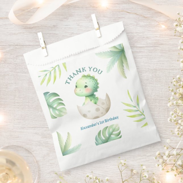 Bolsa De Papel Dinosaurio Boy 1er cumpleaños jungla Cute Dino (Cortado)