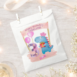 Bolsa De Papel Dinosaurio Cute Girly Personalizado 3 Años Cumplea