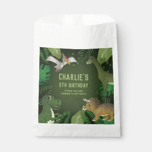 Bolsa De Papel Dinosaurios Con Plantas Verdes Gracias Cumpleaños