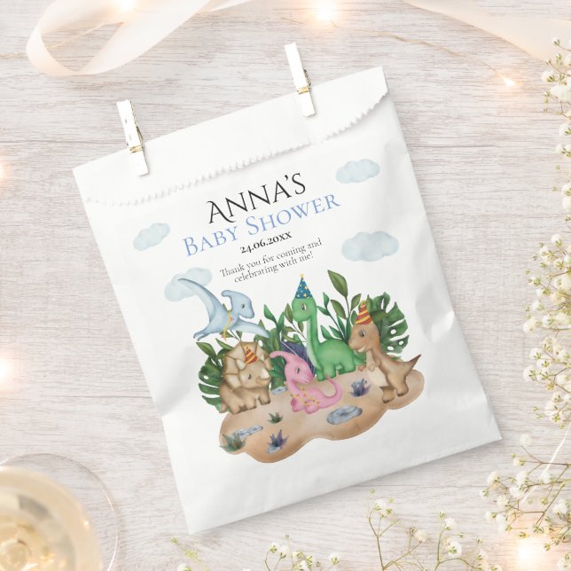 Bolsa De Papel Dinosaurios Tropicales Forestales Baby Shower! ¡Ru (Cortado)
