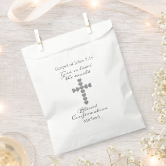 Bolsa De Papel Dios Amó Tanto al Mundo Corazón de Plata Cruz Blan