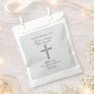 Bolsa De Papel Dios Amó Tanto al Mundo Corazón de Plata Cruz Gris