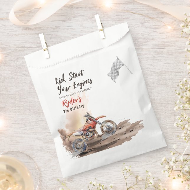 Bolsa De Papel Dirt Bike Any Age Birthday (Cortado)