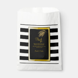 Bolsa De Papel Diseño Art Deco Rosas de oro dejan franjas negras