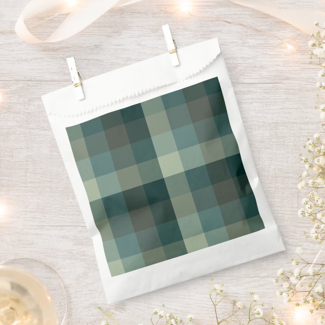 Bolsa De Papel Diseño de cuadros de gingham verde (Cortado)