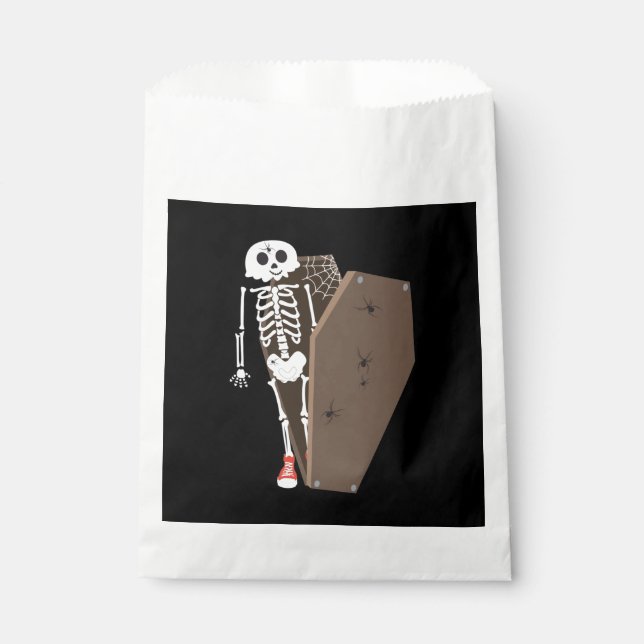 Bolsa De Papel Diseño de Halloween para esqueletos y ataúdes (Anverso)