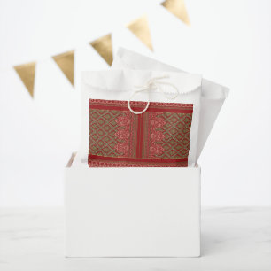 Bolsa De Papel diseño de un patrón rojo y beige_