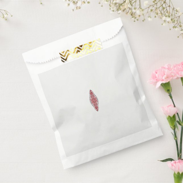 Bolsa De Papel diseño de un patrón rojo y blanco (Sellado)
