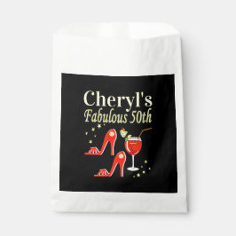 BOLSA DE PAPEL DISEÑO DIVA DE CUMPLEAÑOS 50 ROJOS