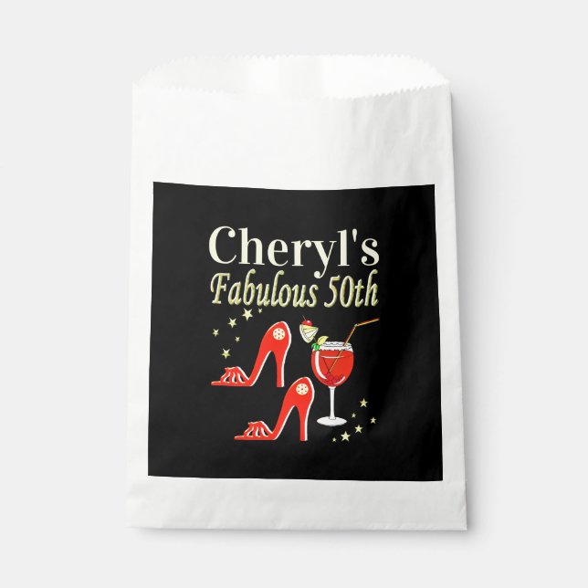 BOLSA DE PAPEL DISEÑO DIVA DE CUMPLEAÑOS 50 ROJOS (Anverso)