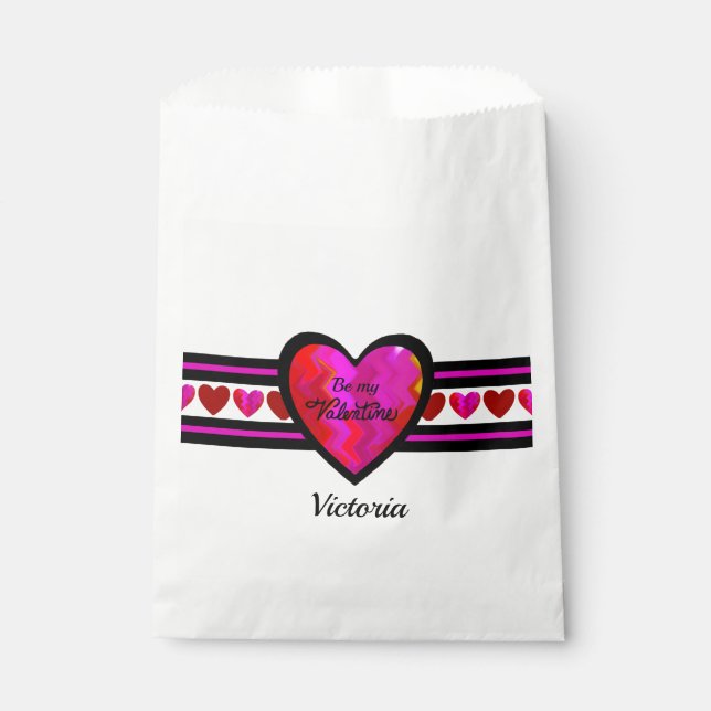 Bolsa De Papel Diseño en línea ZigZag Heart Textos (Anverso)