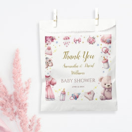 Bolsa De Papel Diseño floral lindo rosa y alegre de Baby Shower