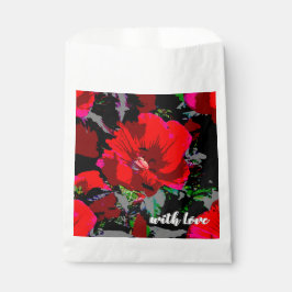 Bolsa De Papel Diseño floral Retro Rojo de amapola