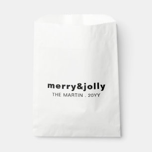Bolsa De Papel Diseño minimalista blanco de Navidad Alegre y Bril