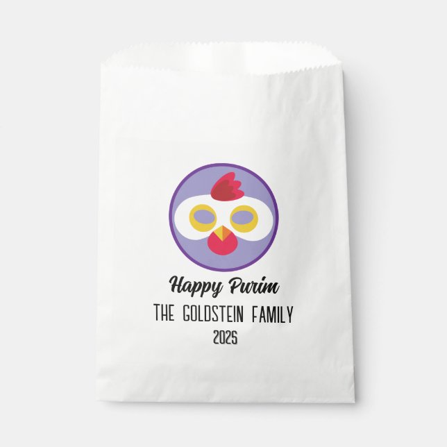 Bolsa De Papel Disfraz de máscaras de pollo purim (Anverso)