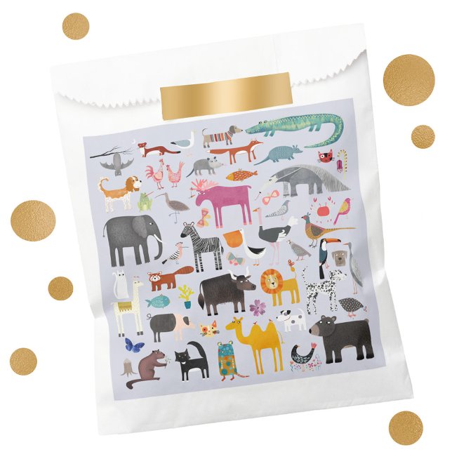 Bolsa De Papel Diversión de Menagerie Animal (Jungle, safari, zoo, wild and pet animals and bird design party favor bag)