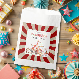 Bolsa De Papel Diversión Fiesta de niños de circo rojos y blancos