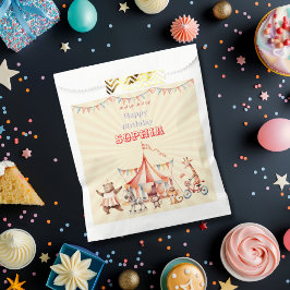 Bolsa De Papel Diversión Lindo Cumpleaños de Niños de Circo Rojo