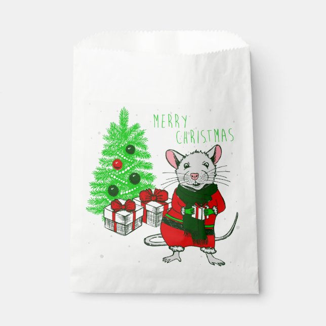 Bolsa De Papel divertida rata de árbol de navidad (Anverso)