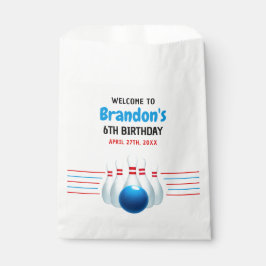 Bolsa De Papel Divertido Blue & Red Bowling Kids 6º cumpleaños