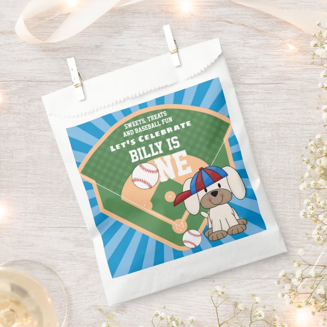 Bolsa De Papel Divertido de Béisbol lindo perro cachorro primer c (Cortado)