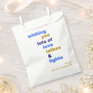 Bolsa De Papel Diviértete Hanukkah Amor Latkes Luces Azul Persona