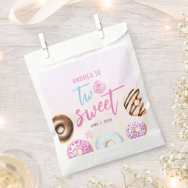 Bolsa De Papel Donut Two Sweet Chica 2º cumpleaños (Cortado)