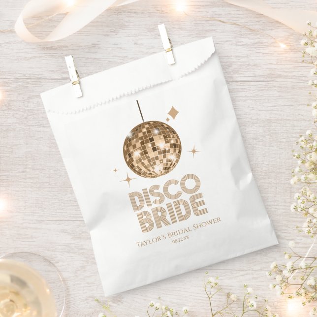Bolsa De Papel Dorada Disco Ball Disco Bridal Bridal Shower (Cortado)