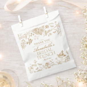 Bolsa De Papel Dorado Toile De Jouy Floral Bridal Brunch postre