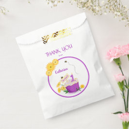 Bolsa De Papel Dorsal amarillo margarita y morado primer cumpleañ