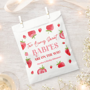 Bolsa De Papel Dos Berry Sweet Babies Strawberry Twin Baby Shower