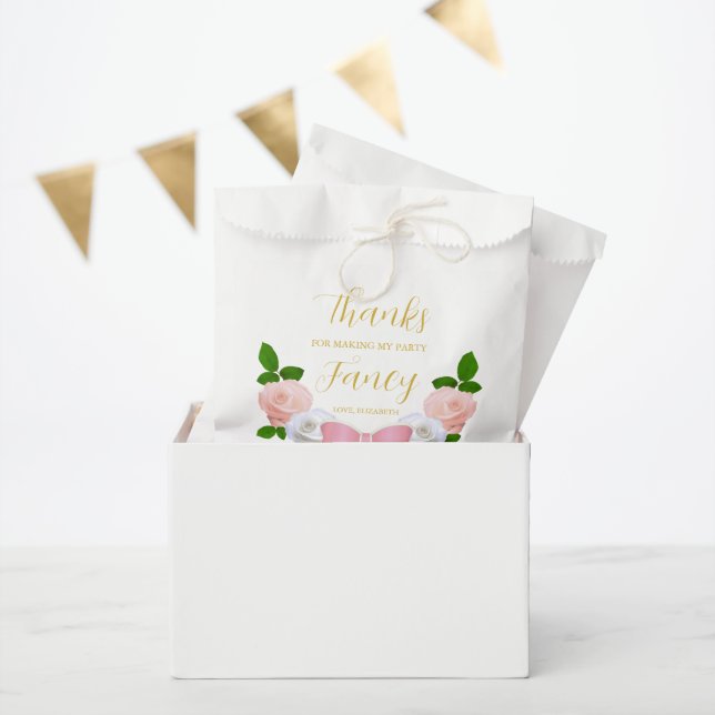 Bolsa De Papel Dos cumpleaños floral Fancy Bow (Fiesta)