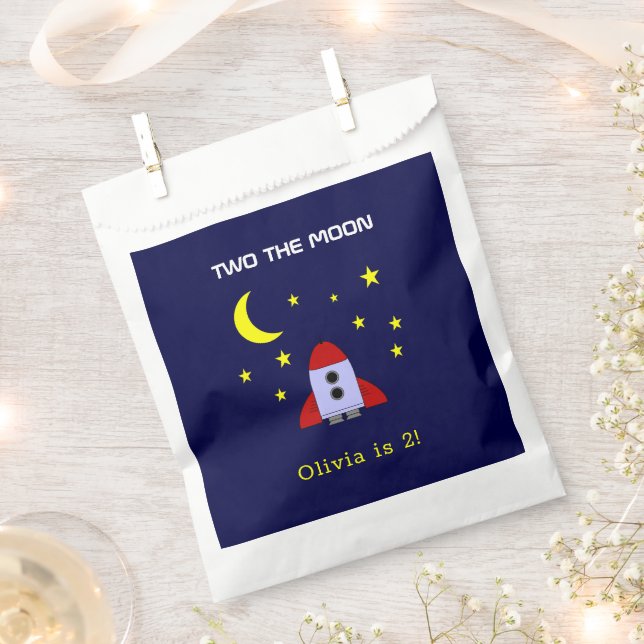 Bolsa De Papel Dos El Tema Espacial De La Moon 2º Cumpleaños De L (Cortado)