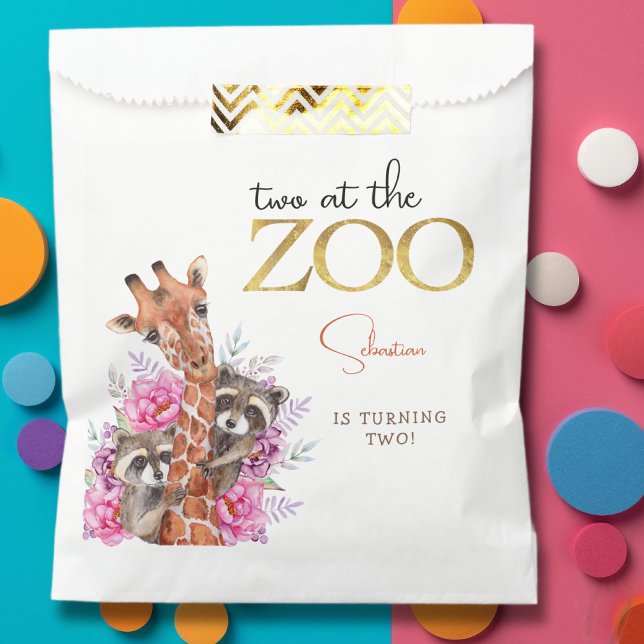 Bolsa De Papel Dos en el zoo safari animales niños fiesta de cump (Subido por el creador)