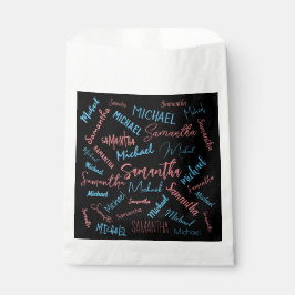 Bolsa De Papel Dos nombres parejas patrón monograma azul claro ro