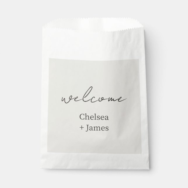 Bolsa De Papel Dove Gray | Boda de bienvenida de script de moda (Anverso)