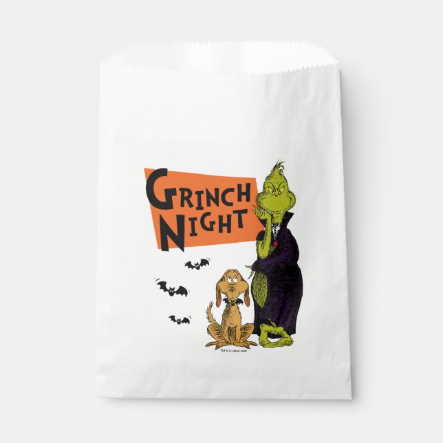 Bolsa De Papel Dr. Seuss | Gráfica nocturna de Hallowen Grinch (Anverso)