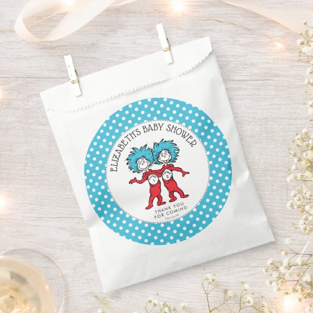 Bolsa De Papel Dr. Seuss Thing One Thing Two | Baby Shower de gem (Cortado)