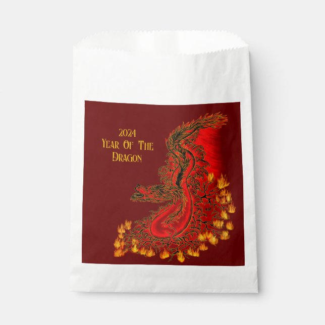 Bolsa De Papel Dragón De China, 2024 Año Del Dragón (Anverso)