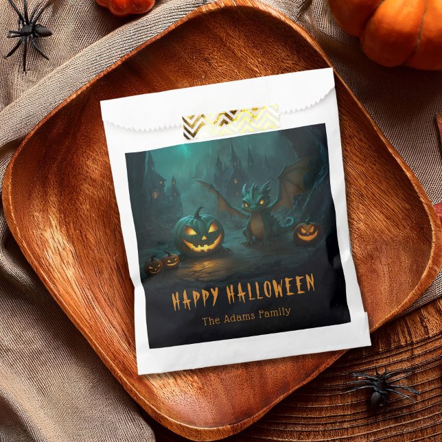 Bolsa De Papel Dragón de Halloween lindo con nombre de calabazas  (Subido por el creador)