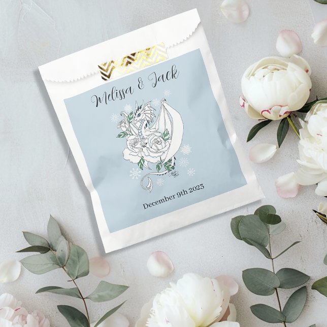 Bolsa De Papel Dragón de invierno blanco Snowflakes Blue (Subido por el creador)