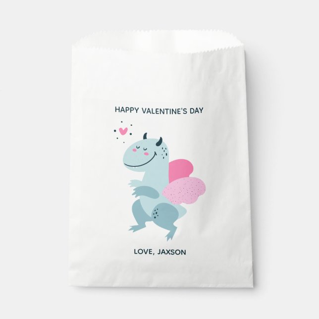 Bolsa De Papel Dragon Heart Cute Personalizado Valentine (Anverso)
