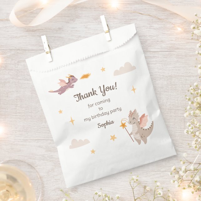 Bolsa De Papel Dragones Cute Pastel Estrellas Niños Cumpleaños (Cortado)