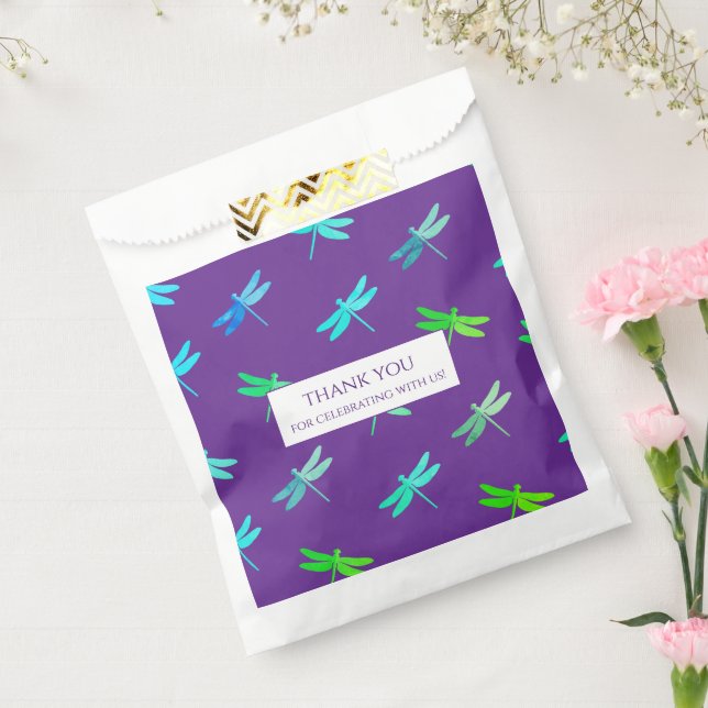 Bolsa De Papel Dragonfly Purple Bright Boy Cumpleaños (Sellado)