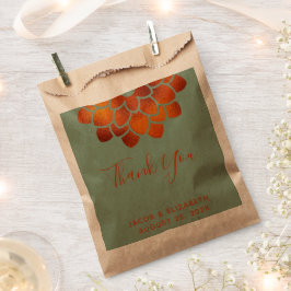 Bolsa De Papel Dramática flor de cobre en verde gracias