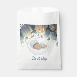 Bolsa De Papel Dreamy Baby Boy Moon And flowers