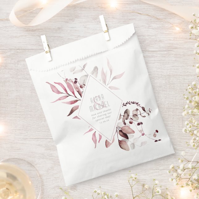 Bolsa De Papel Dreamy Foliage Boda Burgundy ID817 (Cortado)