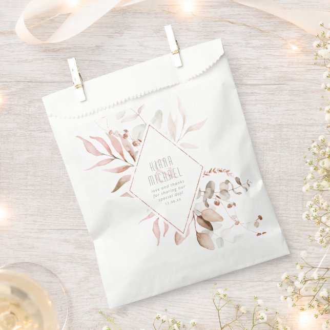 Bolsa De Papel Dreamy Foliage Boda Rubor Pink ID817 (Cortado)